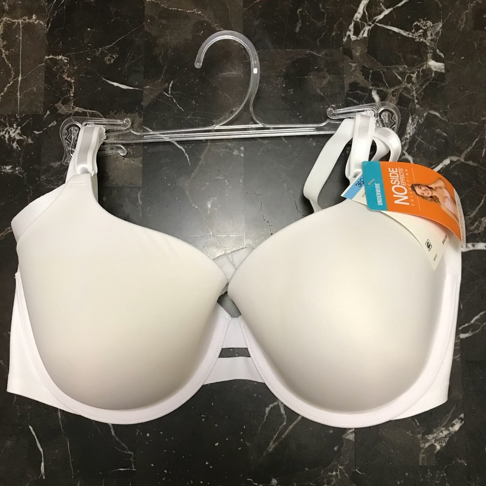 No Side Effects womens white bra 36C, underwire.
